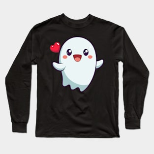Friendly Kawaii Ghost Long Sleeve T-Shirt